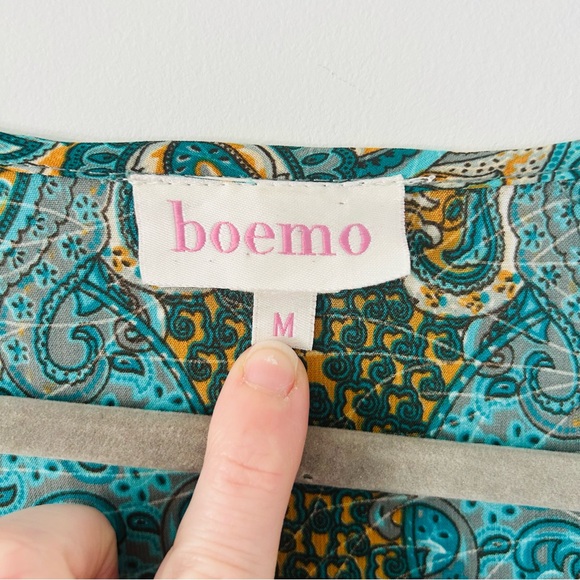 Anthropologie Boemo Green Paisley Long Sleeve V Neck Flowy Maxi Dress M - Picture 6 of 10